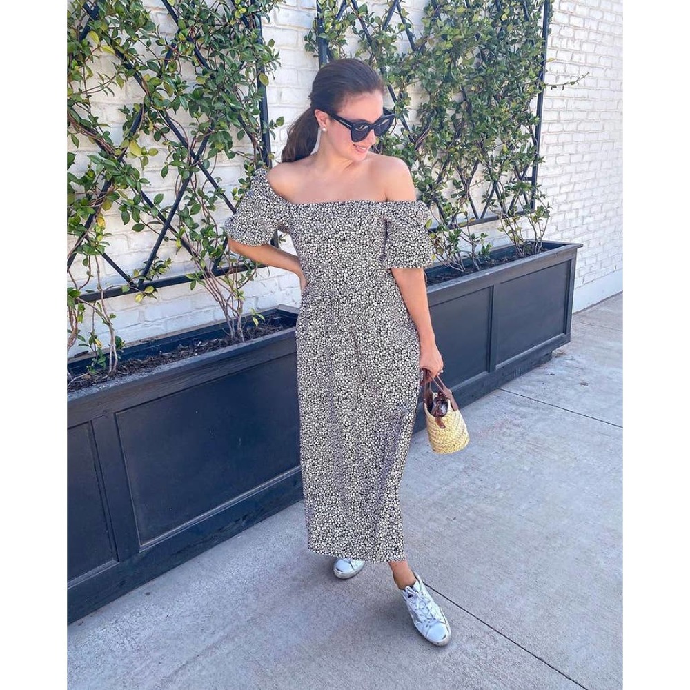 H&M puff sleeve cotton dress